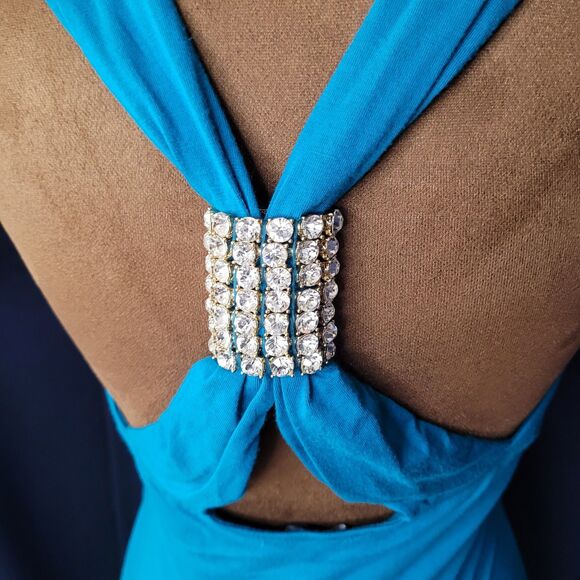 Sexy Teal Short Dress with Front Drape, Racerback Tank Style Size Large - Picture 6 of 6